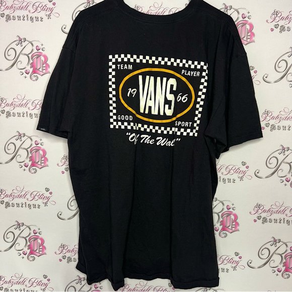 Vans Other - Vans tshirt checkerboard white yellow black decal logo front and back skater